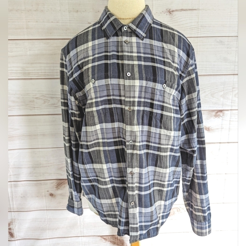 Marc by Marc Jacobs Blue Black Plaid Cotton Button Down Shirt XL